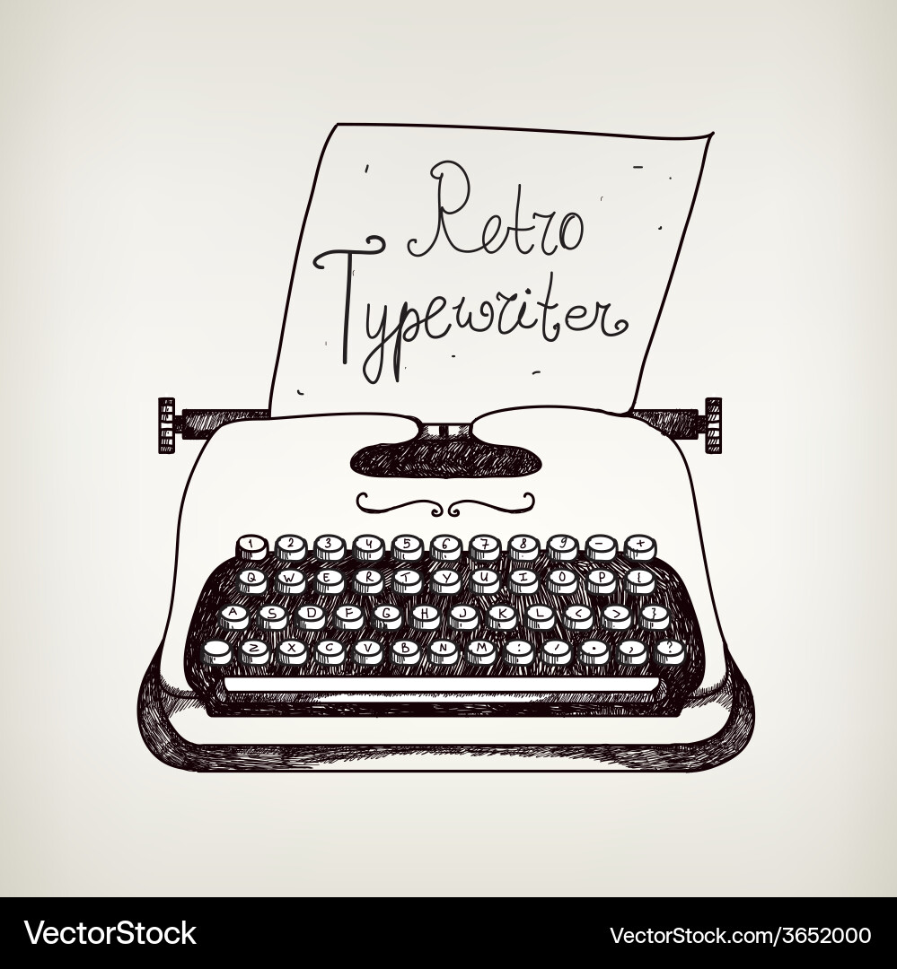 Retro Typewriter Doodle Vector Image