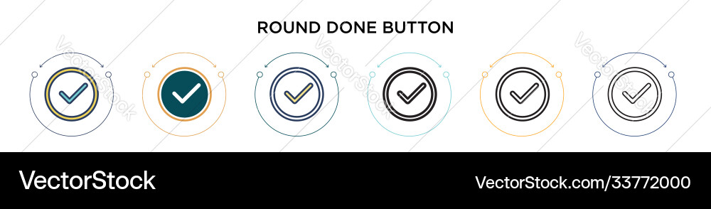 Round done button icon in filled thin line Vector Image