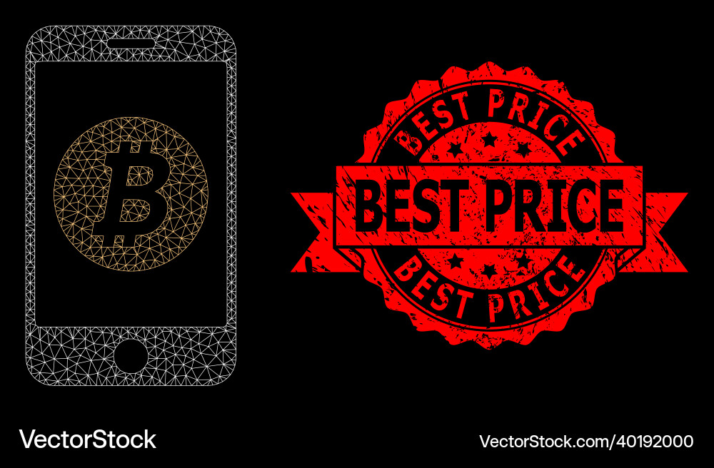 Scratched best price seal and web net mobile Scratched best price seal and web net mobile vector image