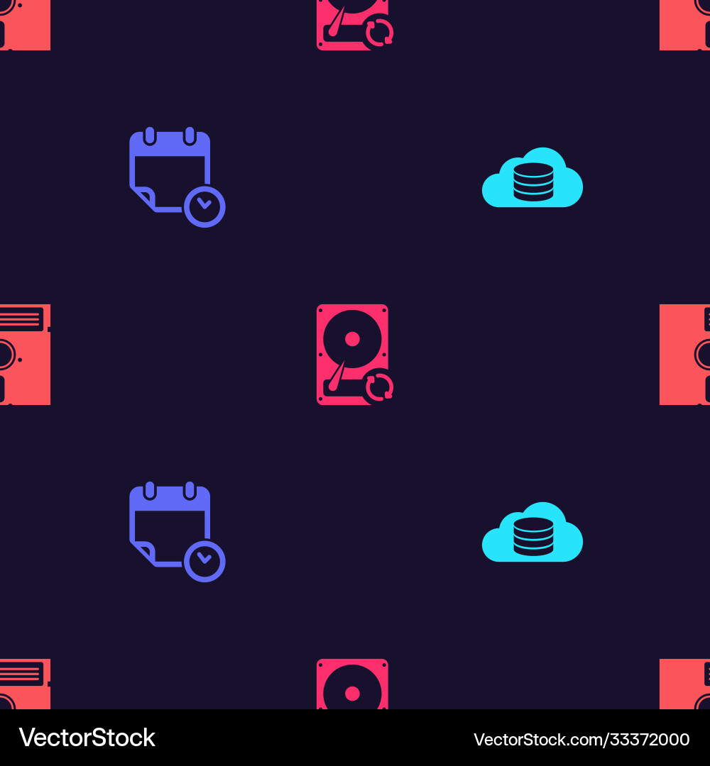 Set cloud database calendar and clock hard disk Set cloud database calendar and clock hard disk Vector Image