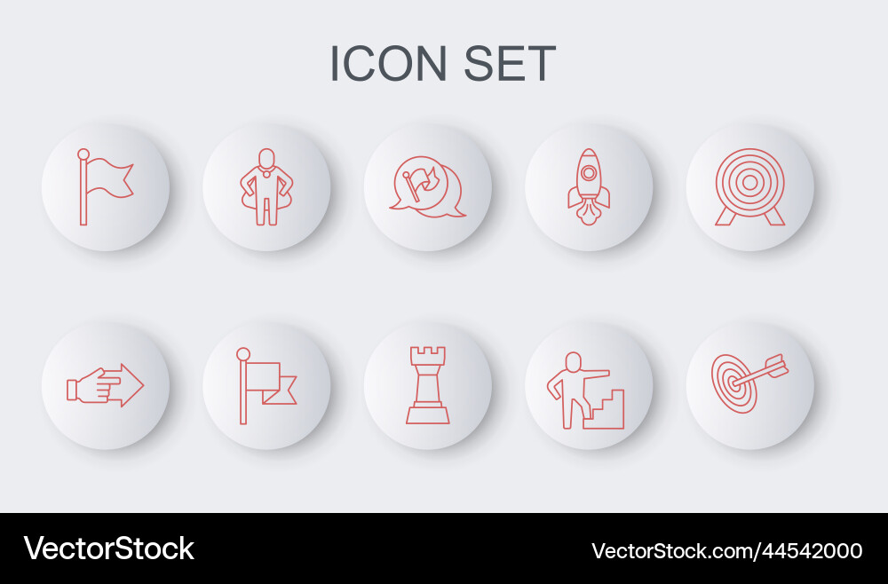 Set line target hand with pointing finger flag Set line target hand with pointing finger flag Vector Image