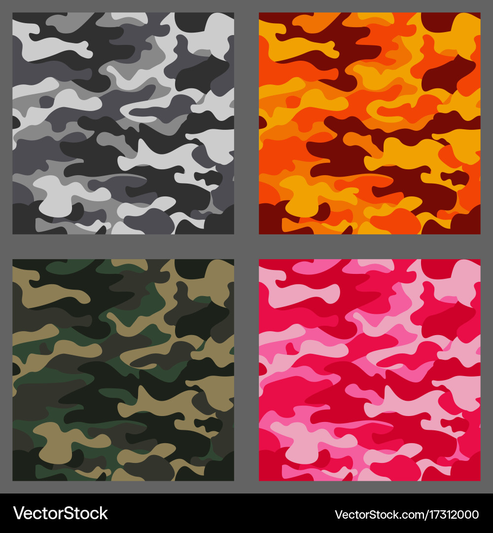 Set of camouflage seamless patterns background vector image