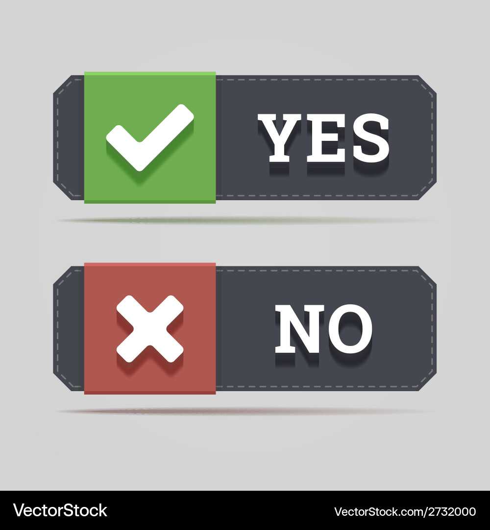 Yes and no button with check cross icons vector image