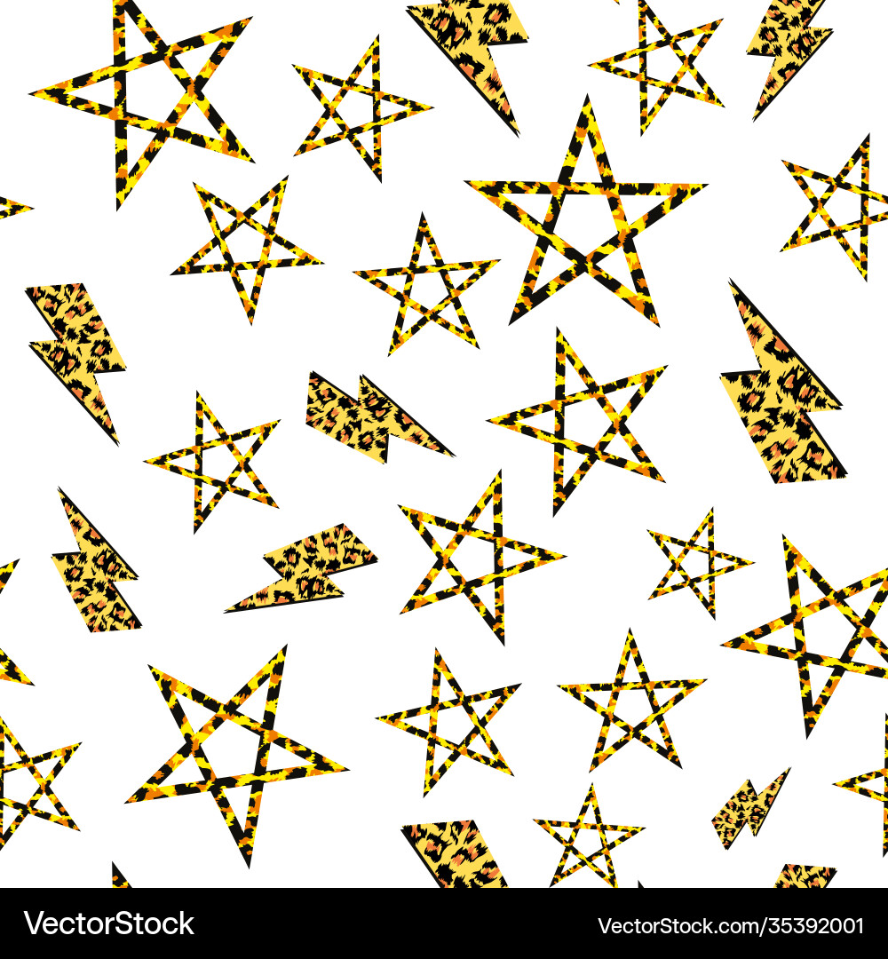 Animal Print Lightning Stars Vector Image