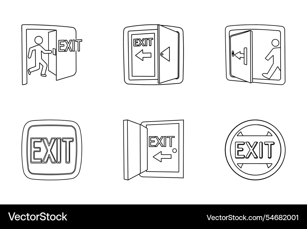 Art style exit icon bundle set design Art style exit icon bundle set design vector image