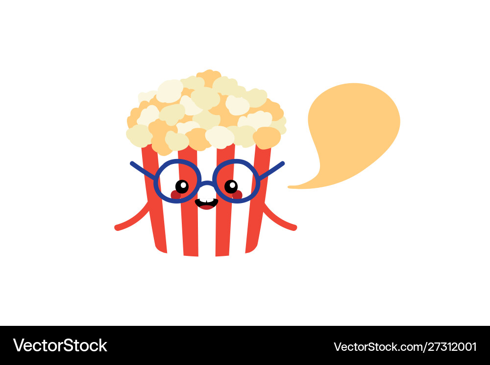 Cartoon popcorn cup character with speech bubble Cartoon popcorn cup character with speech bubble vector image
