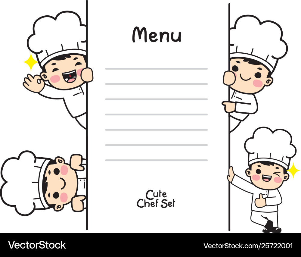 Characters set in chef uniform Characters set in chef uniform Vector Image