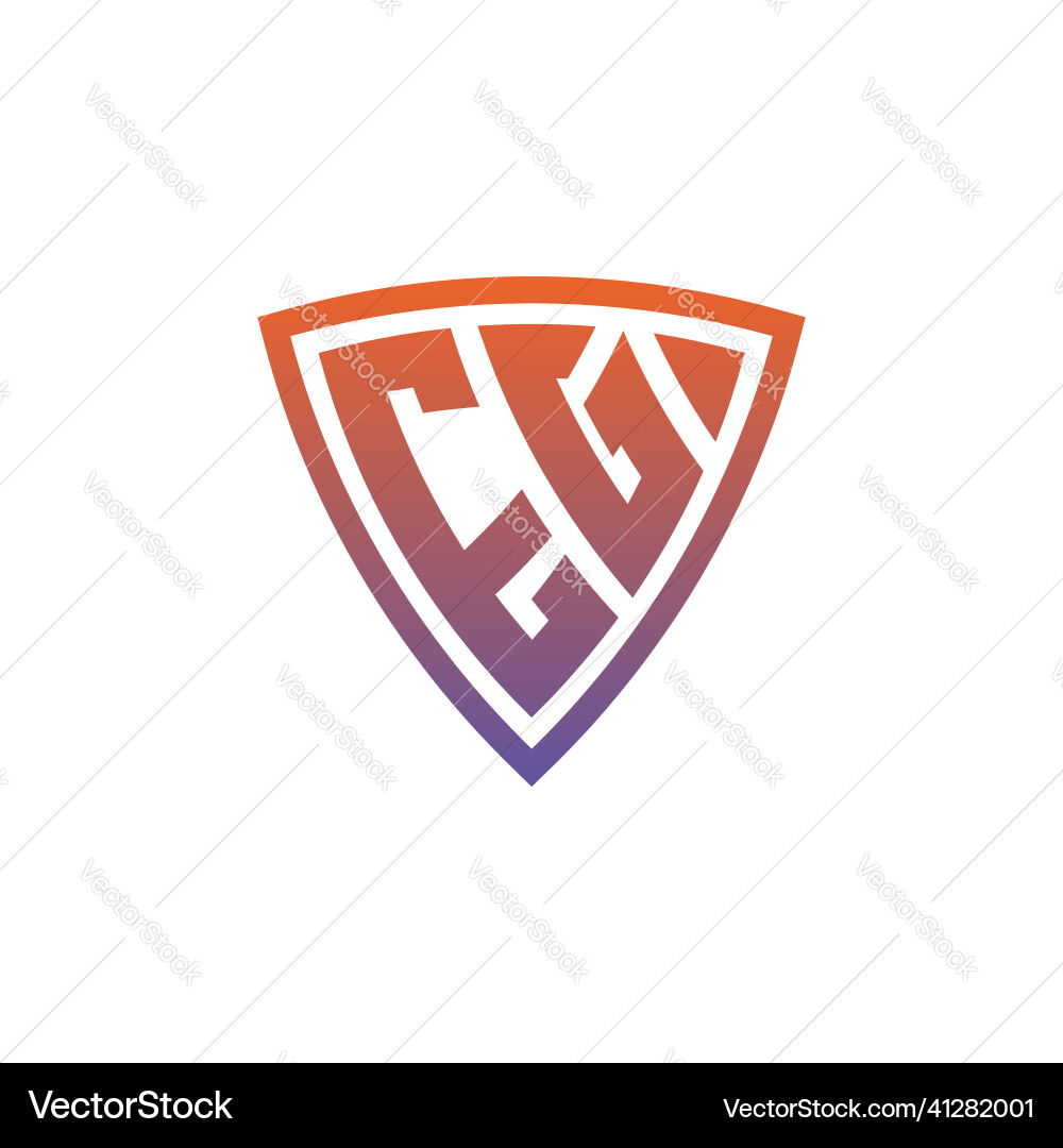 Eg logo shield monogram gradient style design vector image