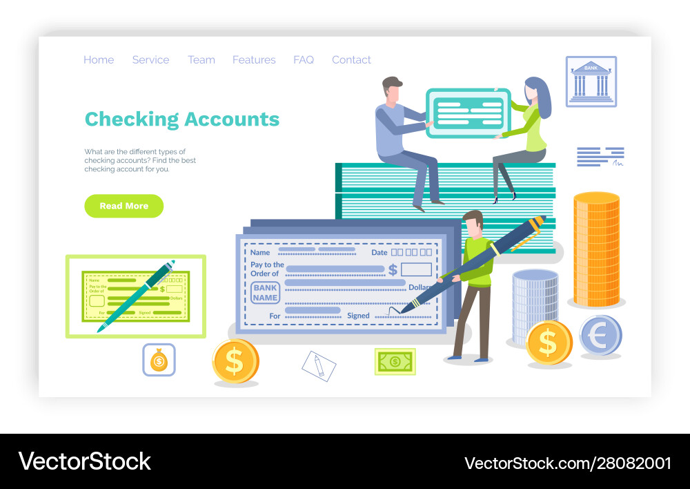 Man Signing Large Check - Finance Website Vector Image