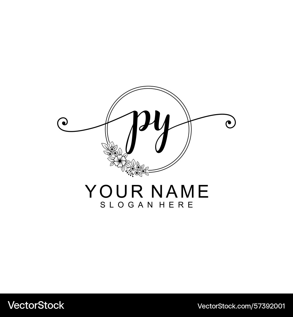 Minimalist handwritten py initial logos Minimalist handwritten py initial logos Vector Image