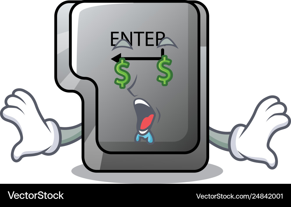 Money eye enter button installed on computer Money eye enter button installed on computer vector image