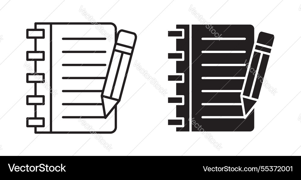 Notebook icon set in thin line for web Vector Image
