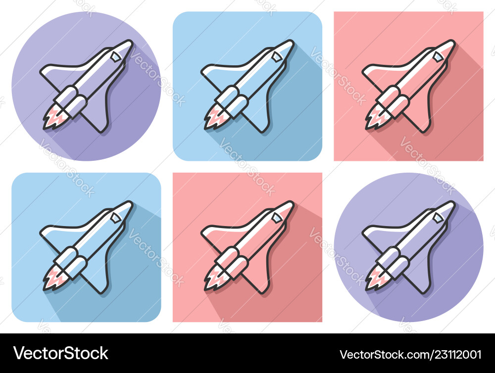Outlined icon of space shuttle with parallel Vector Image