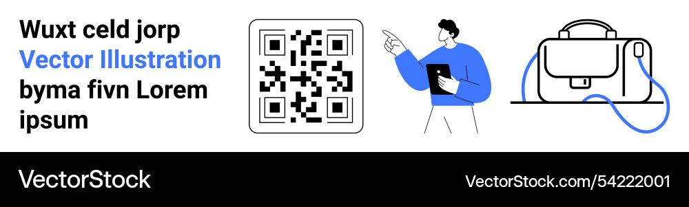 Qr code with user interaction and bag Qr code with user interaction and bag vector image
