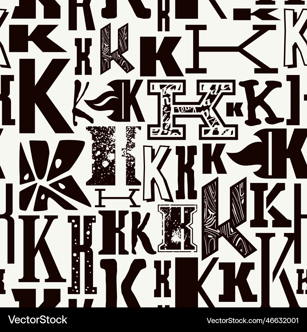 Seamless pattern with letters k in typographic Seamless pattern with letters k in typographic vector image