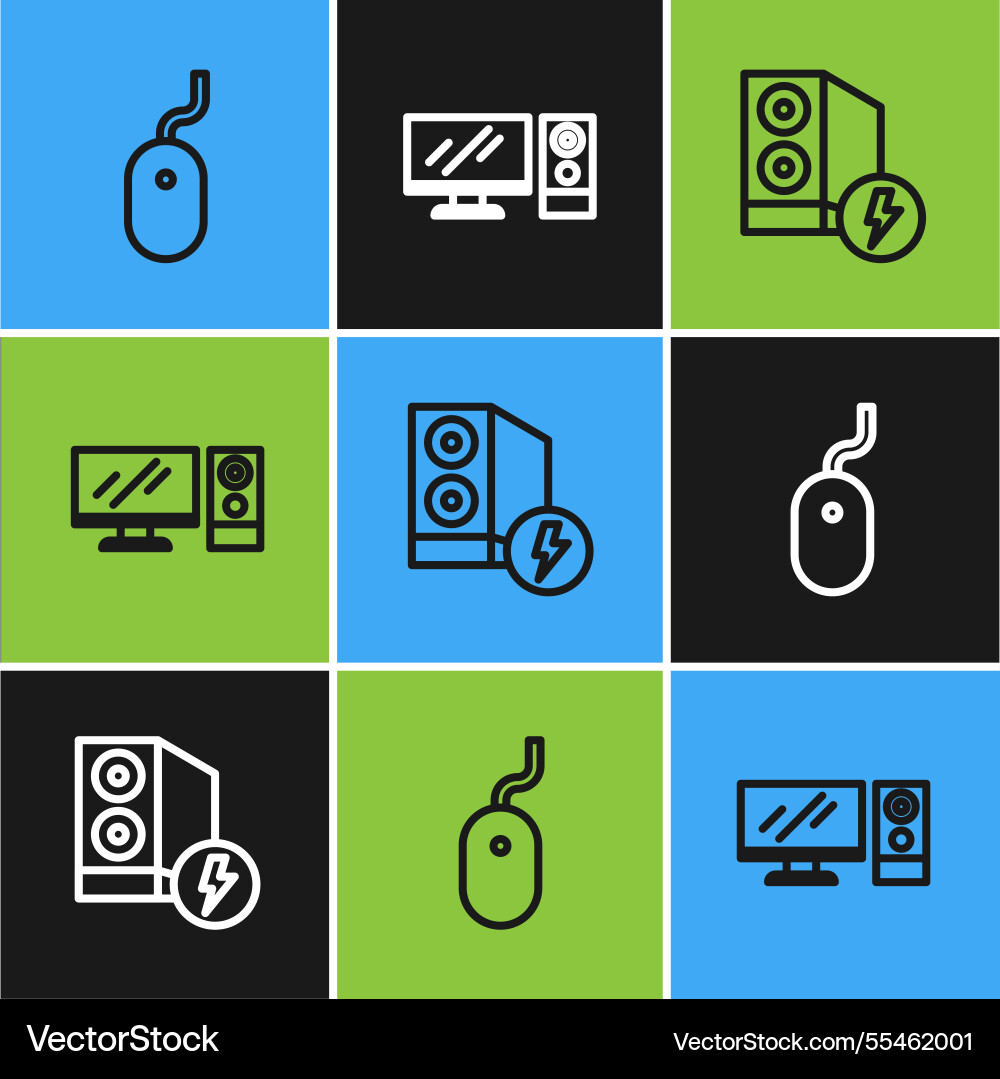 Set line computer mouse case Set line computer mouse case vector image