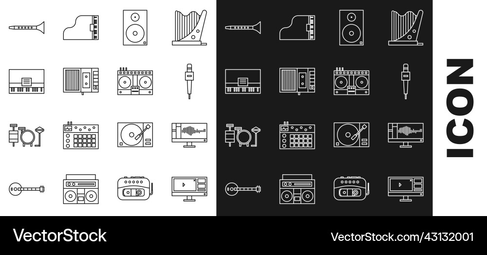 Set line video recorder or editor software Set line video recorder or editor software vector image