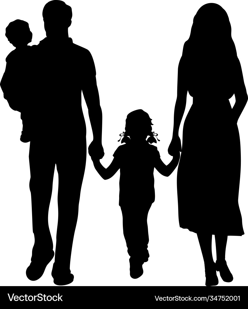 Silhouettes family father mother daughter Silhouettes family father mother daughter vector image