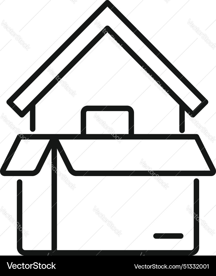 Simple line icon of a home merging with moving Vector Image