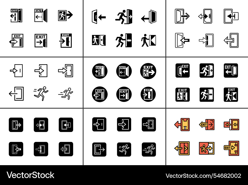 Art style exit icon bundle set design vector image