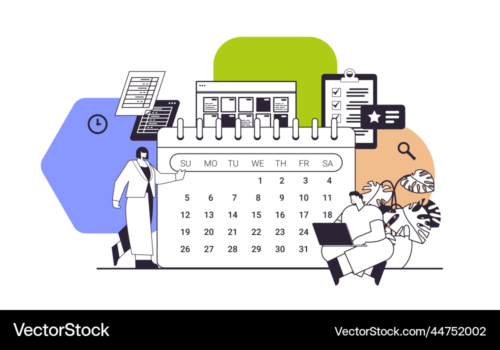 Businesspeople using calendar planning day Businesspeople using calendar planning day vector image