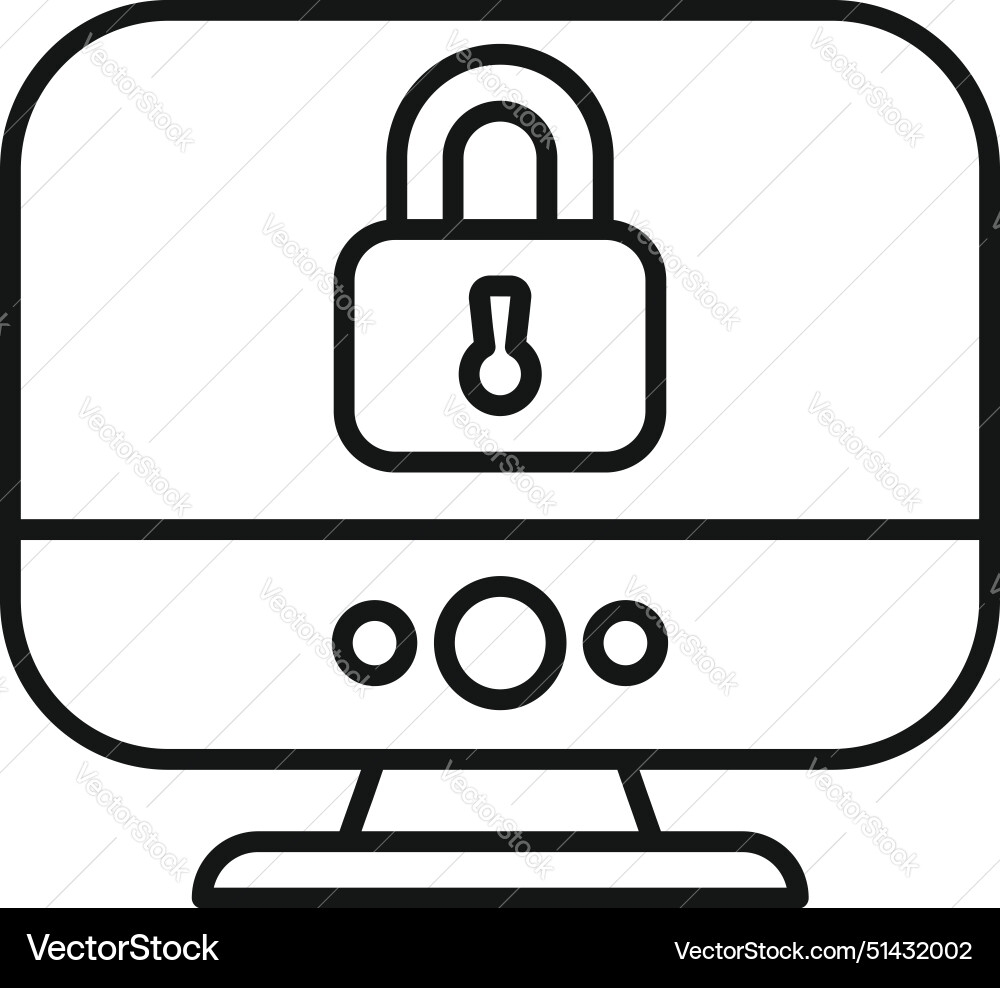 Computer monitor with security lock icon Computer monitor with security lock icon vector image