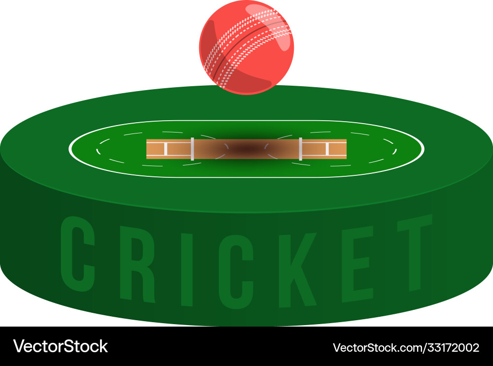 Cricket-Feld und Kugel mit Schatten in isometrisch Cricket-Feld und Kugel mit Schatten in isometrisch vektorbild