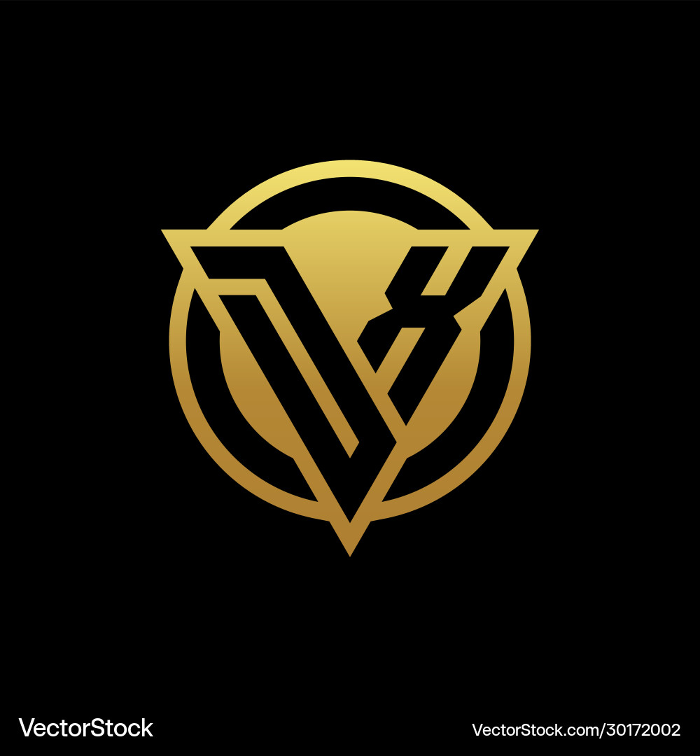 Dx logo monogram with triangle shape and circle vector image