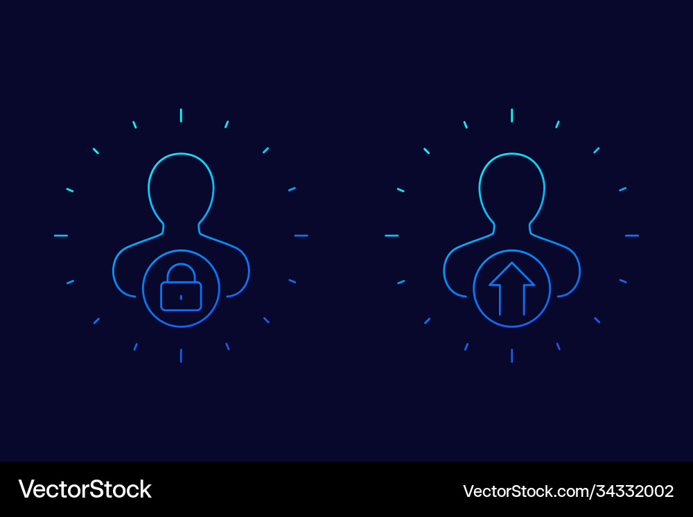Fixed and growth mindset thin line icons Vector Image