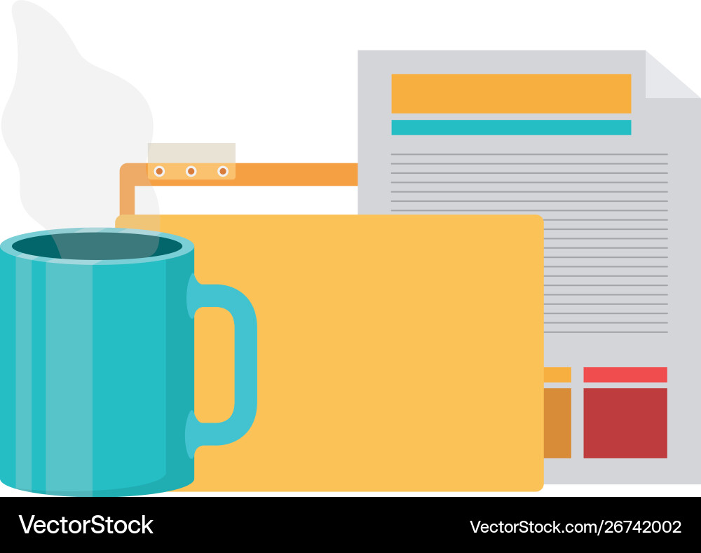 Folder with office objects on white background vector image