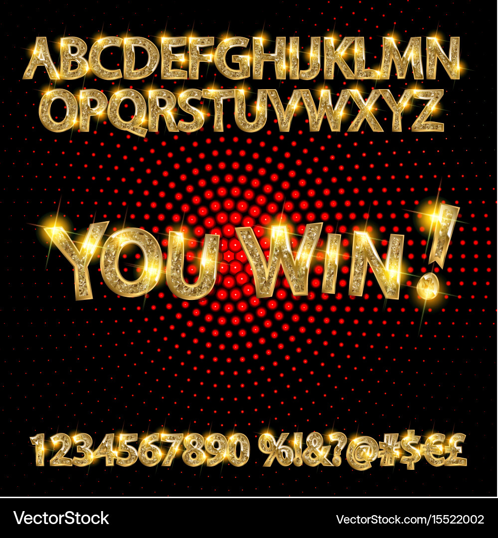 Golden Lettering and Numbers Vector Image