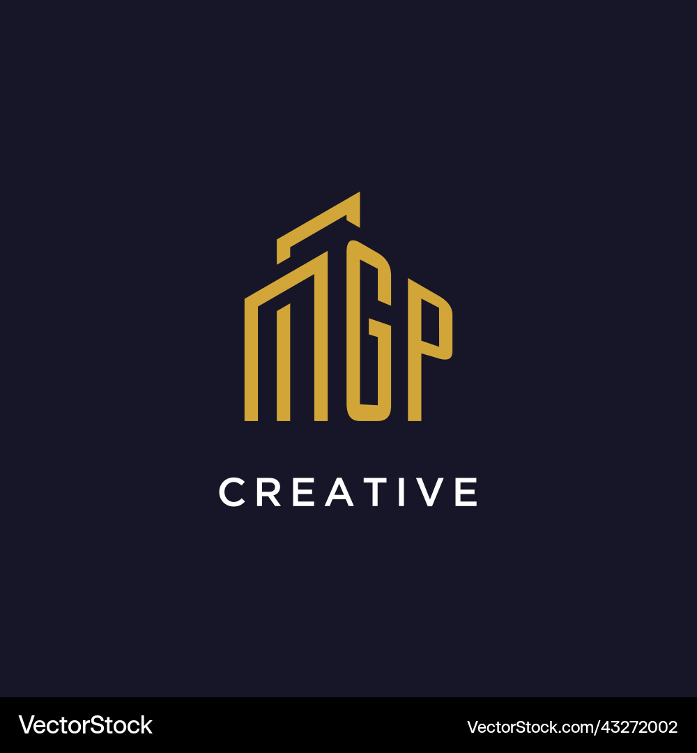 Gp initial monogram with building logo design Vector Image