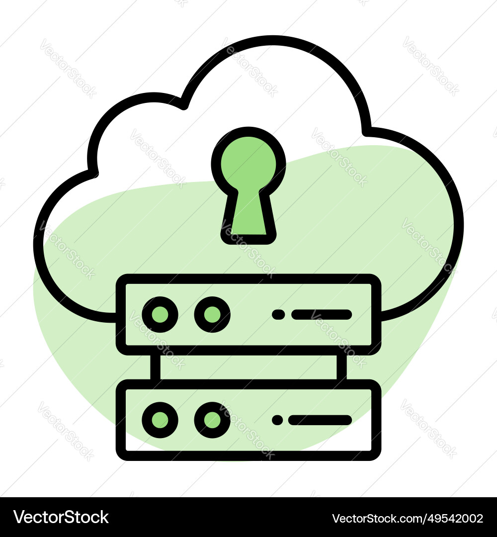 Keyhole on cloud with data server denoting vector image