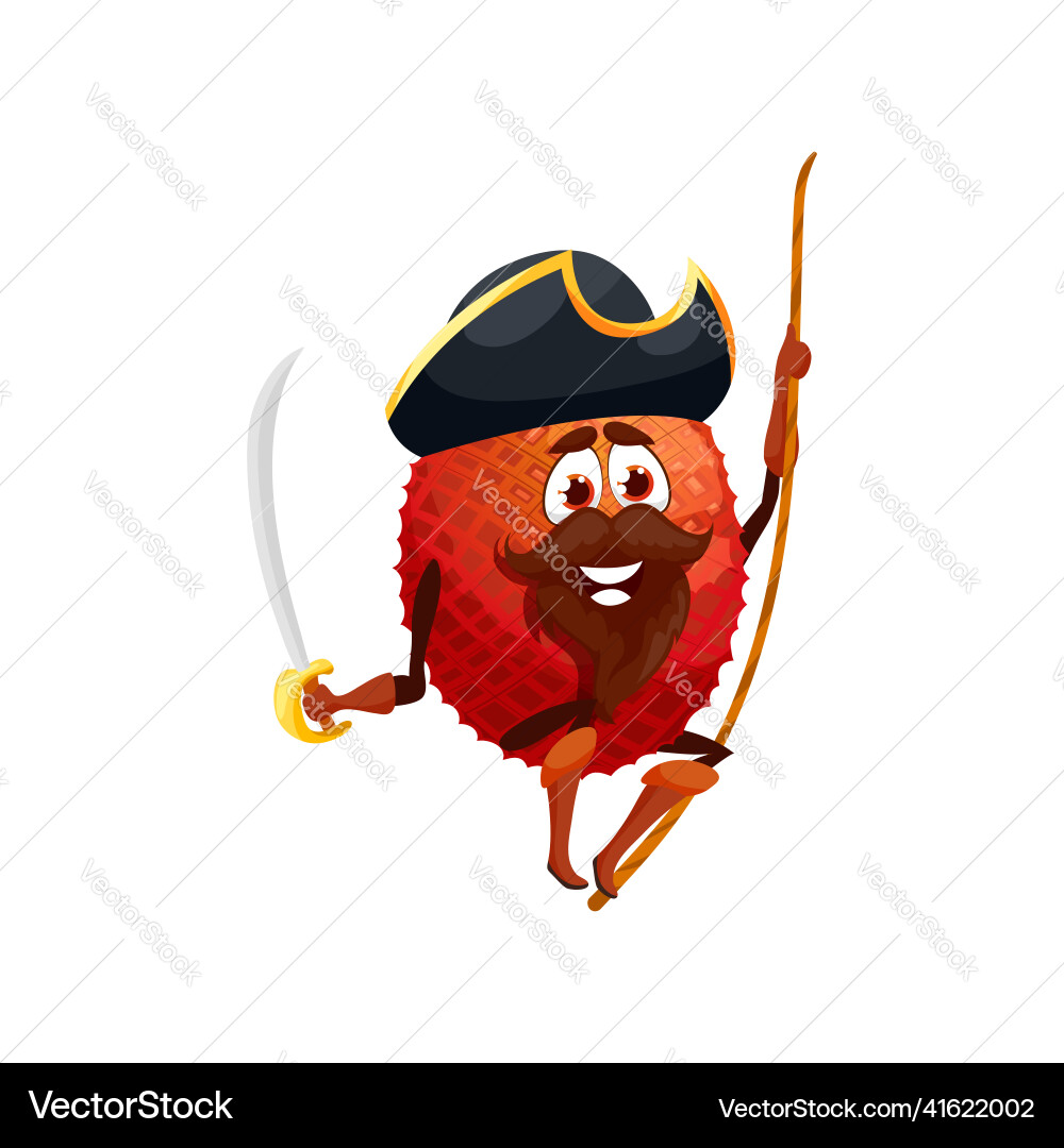 Lychee fruit pirate buccaneer corsair emoticon Lychee fruit pirate buccaneer corsair emoticon Vector Image