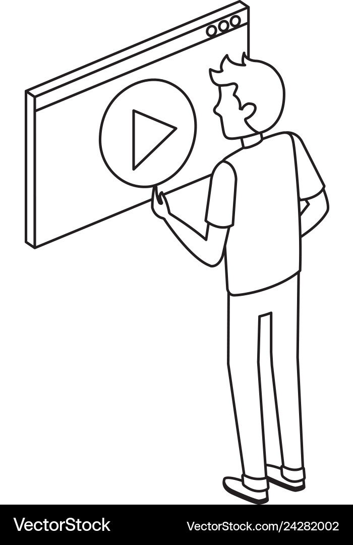 Man with media player interface Man with media player interface vector image