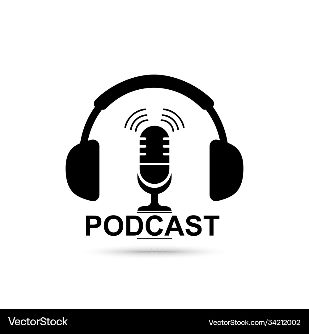 Podcast concept icon headphones and micro Podcast concept icon headphones and micro vector image