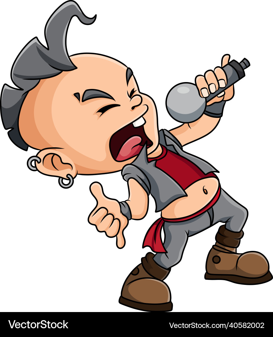 Punk rock boy is singing loudly Vector Image