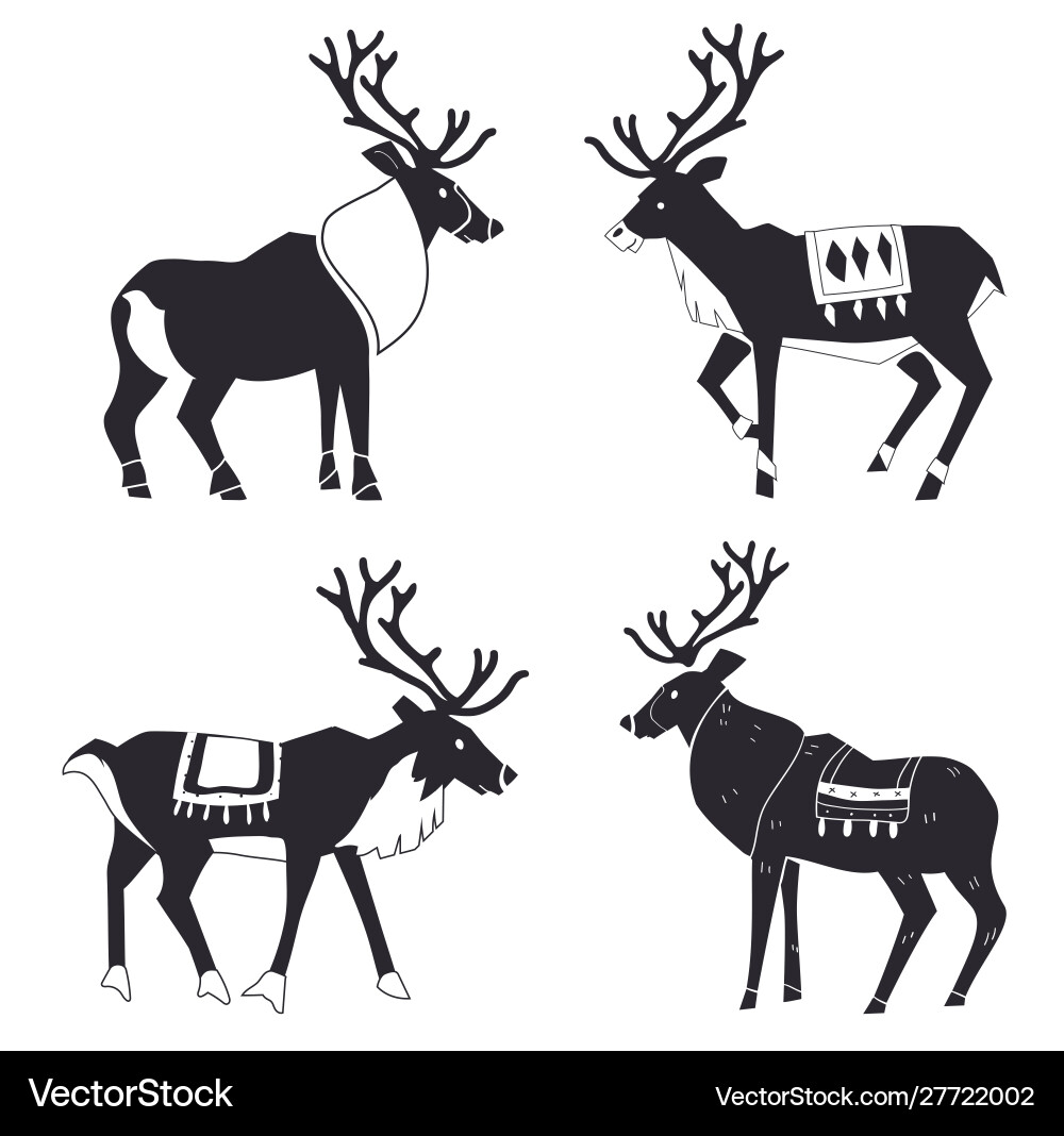 Reindeer silhouettes scandinavian merry