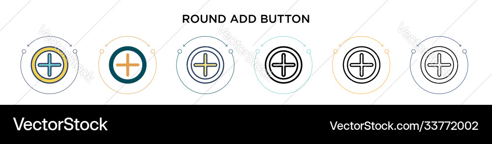 Round add button icon in filled thin line outline Vector Image