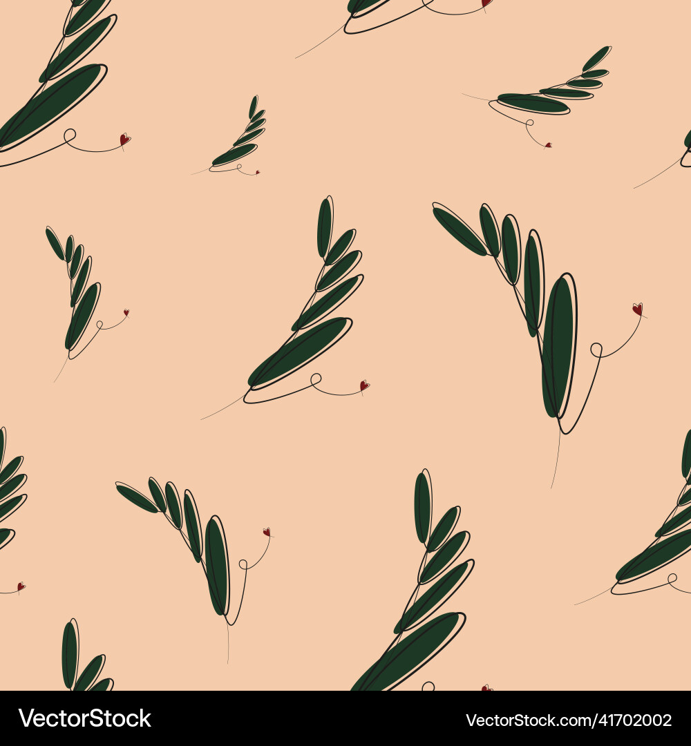 Seamless pattern with contour twig leaves vector image