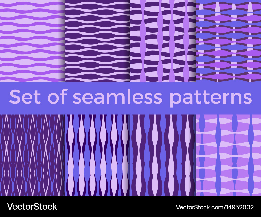 Set of seamless striped patterns curved line Vector Image