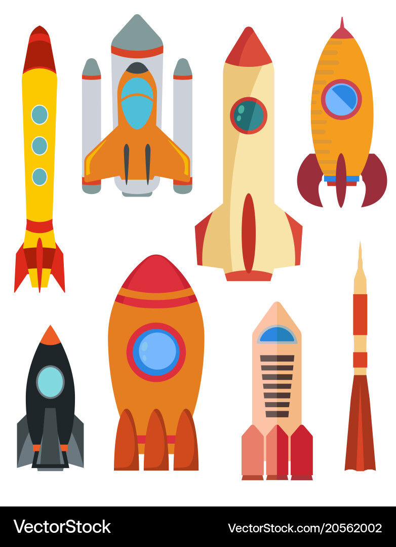 Set of space rocket ship Royalty Free Vector Image