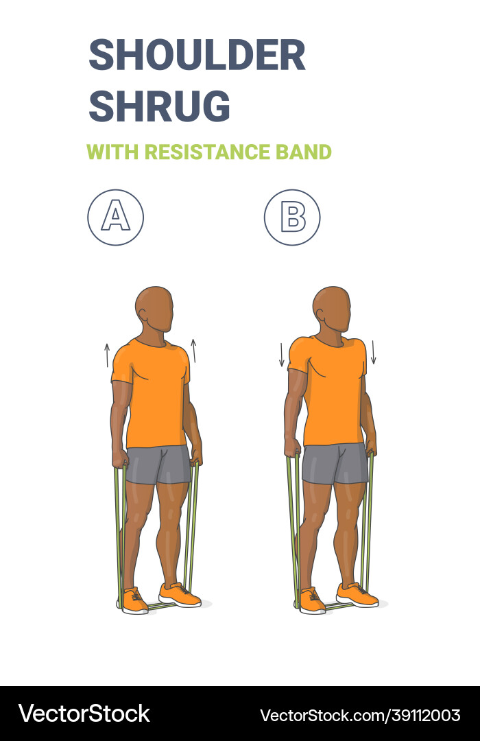 Black guy doing shoulder shrugs home workout Vector Image