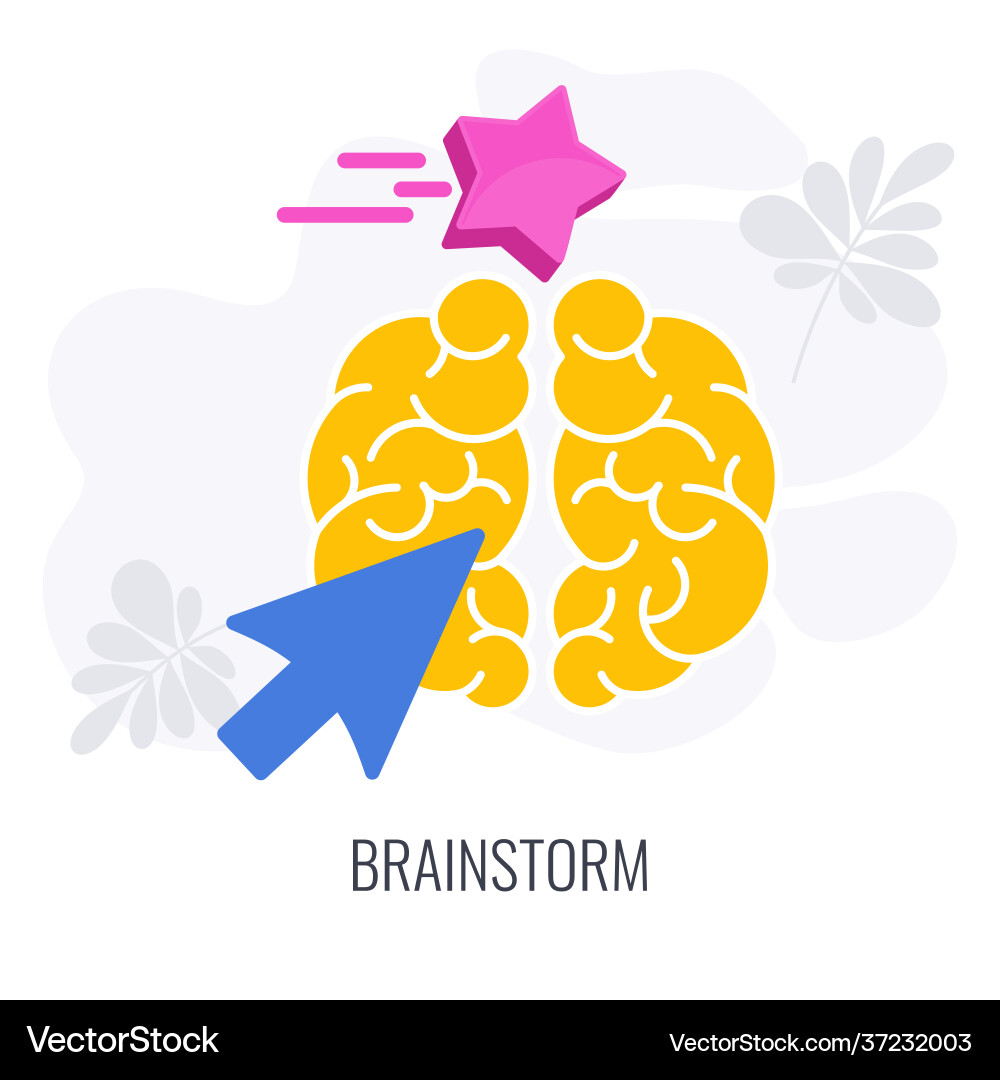 Brainstorm icons cursor arrow points to a yellow Brainstorm icons cursor arrow points to a yellow Vector Image