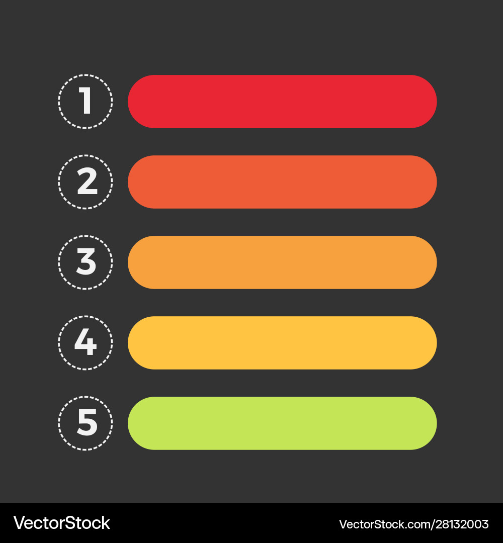 Bullet points with numbers colorful boxes Bullet points with numbers colorful boxes Vector Image