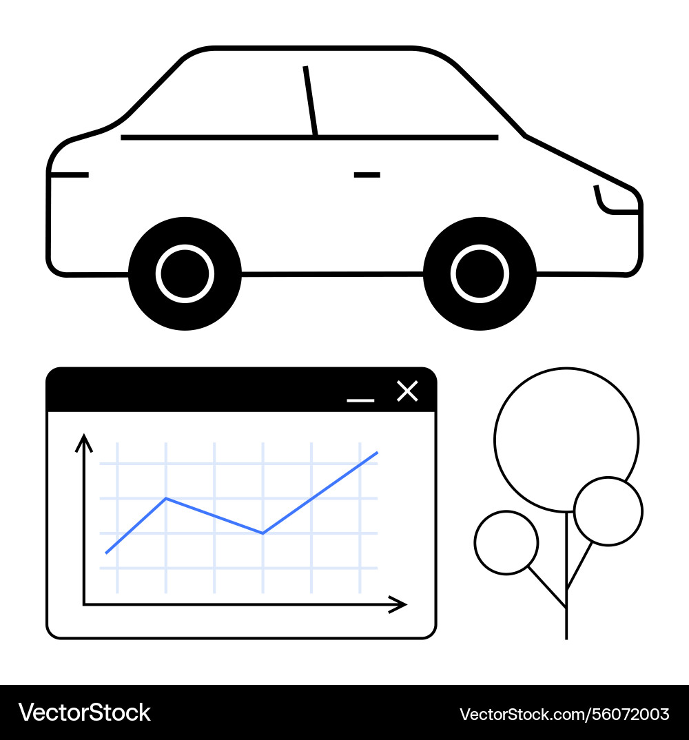 Car data analytics chart and trees representing Car data analytics chart and trees representing vector image