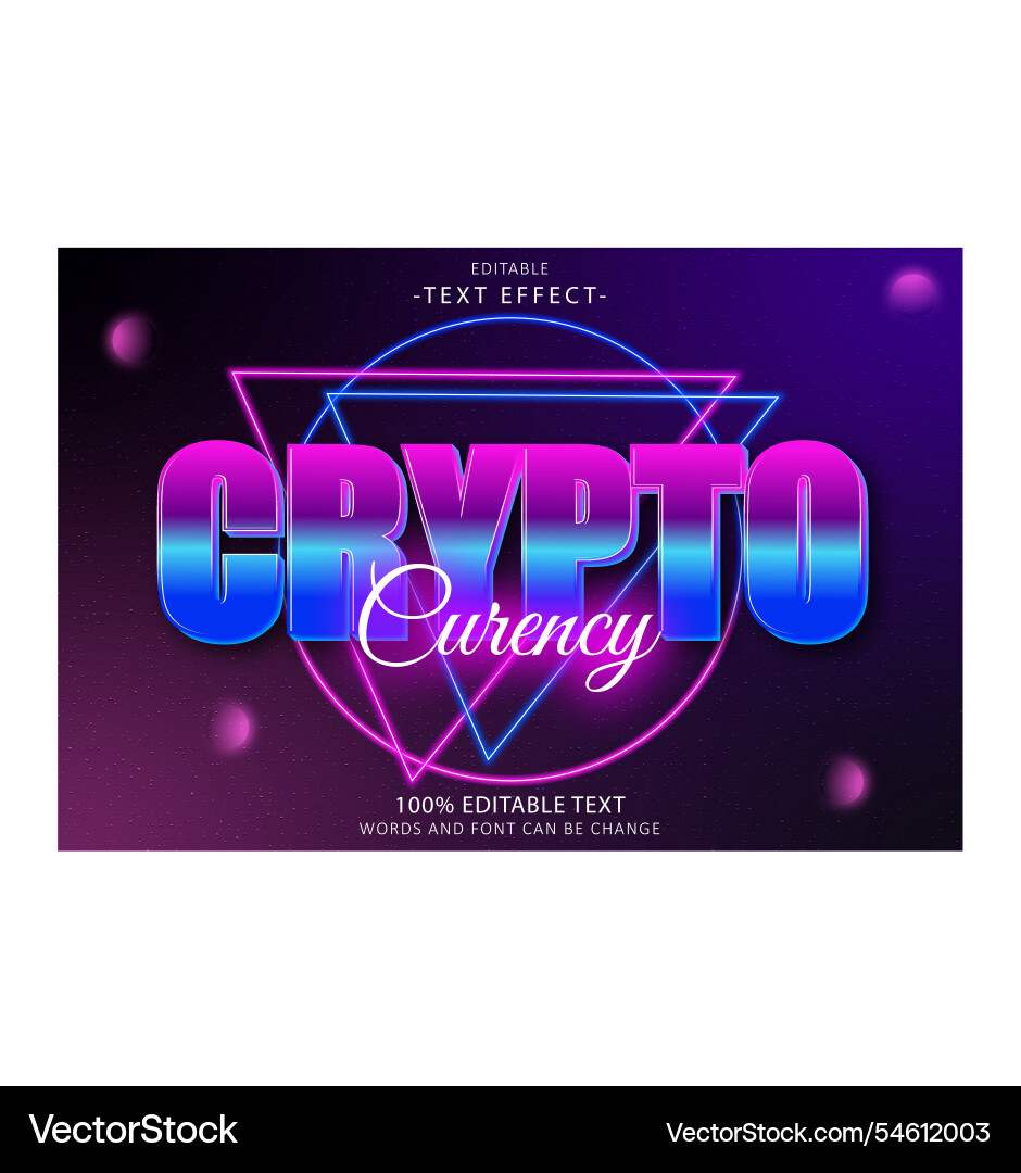 Crypto currency editable text effect 3d emboss Crypto currency editable text effect 3d emboss Vector Image