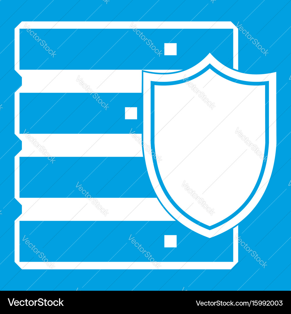 Database with shield icon white Vector Image