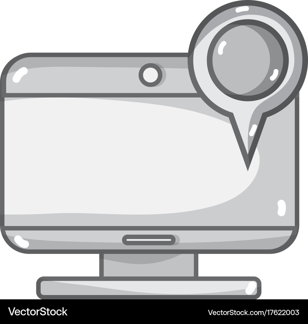 Grayscale computer technology with magnifying vector image