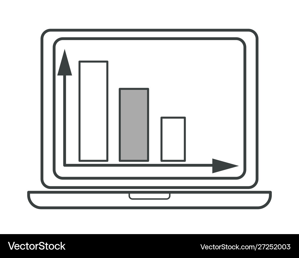 Laptop with monitor showing chart arrows Laptop with monitor showing chart arrows vector image